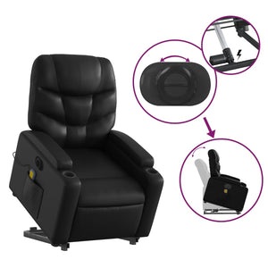 vidaXL Electric Stand up Massage Recliner Chair Black Faux Leather-7