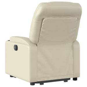 vidaXL Electric Stand up Massage Recliner Chair Cream Faux Leather-2