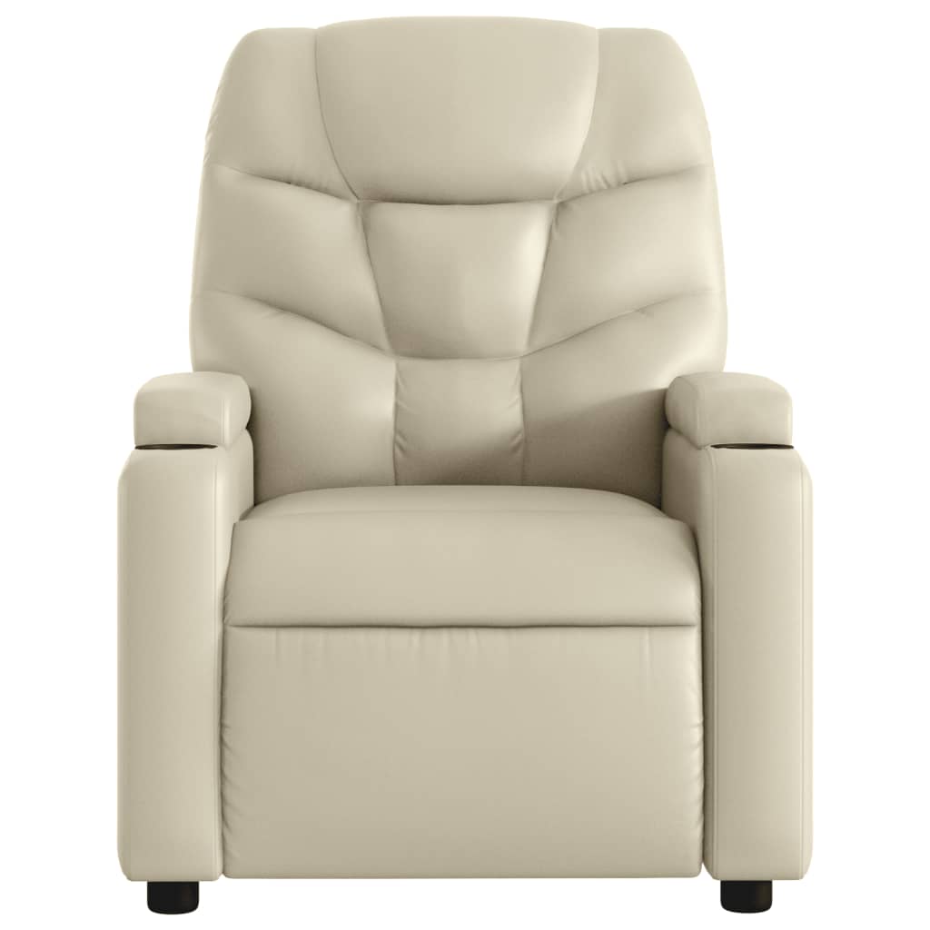 vidaXL Electric Stand up Massage Recliner Chair Cream Faux Leather-6