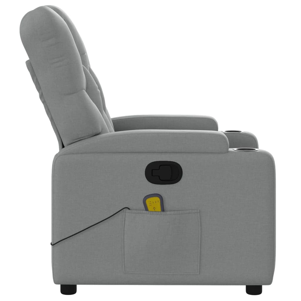 vidaXL Massage Recliner Chair Light Gray Fabric-6