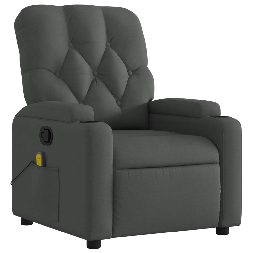 vidaXL Massage Recliner Chair Dark Gray Fabric-1