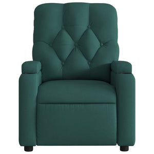 vidaXL Massage Recliner Chair Dark Green Fabric-5