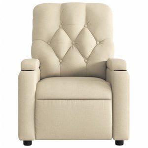 vidaXL Massage Recliner Chair Cream Fabric-5