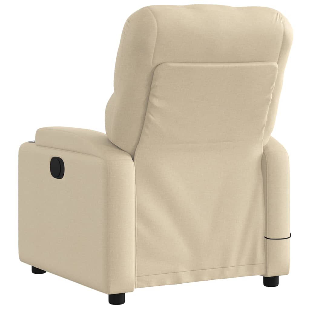 vidaXL Electric Massage Recliner Chair Cream Fabric-2