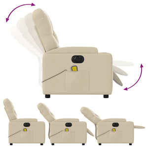 vidaXL Electric Massage Recliner Chair Cream Fabric-4