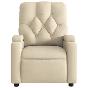 vidaXL Electric Massage Recliner Chair Cream Fabric-6