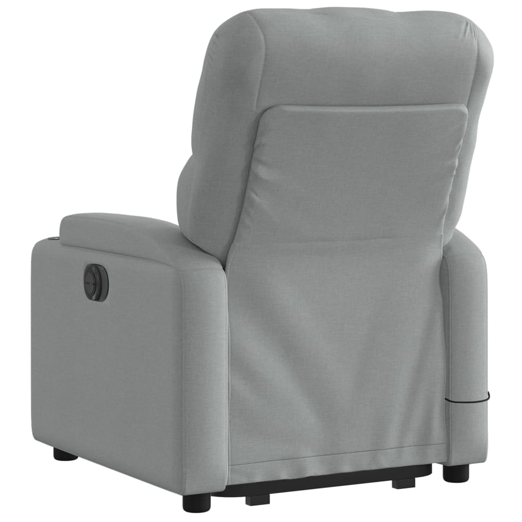 vidaXL Stand up Massage Recliner Chair Light Gray Fabric-7