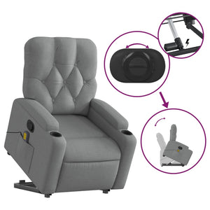 vidaXL Stand up Massage Recliner Chair Light Gray Fabric-1