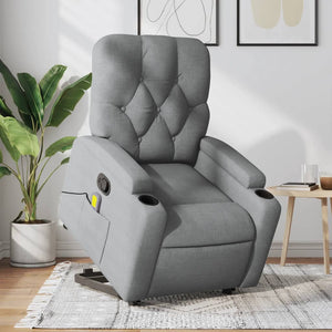 vidaXL Stand up Massage Recliner Chair Light Gray Fabric-0