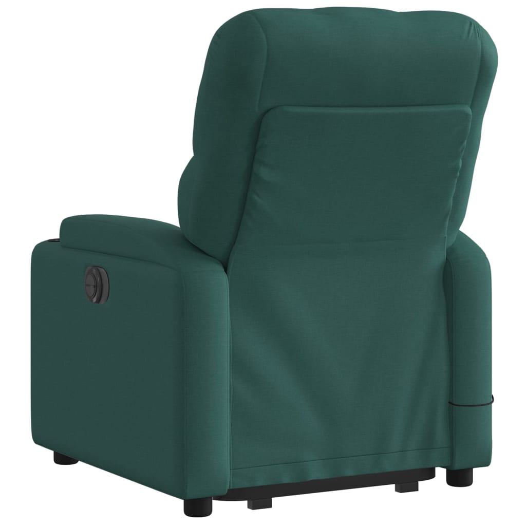 vidaXL Stand up Massage Recliner Chair Dark Green Fabric-1