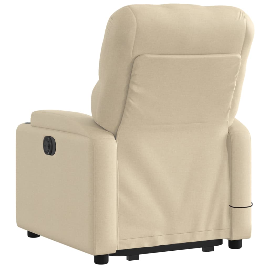 vidaXL Stand up Massage Recliner Chair Cream Fabric-2