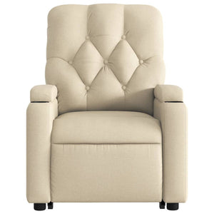 vidaXL Stand up Massage Recliner Chair Cream Fabric-7