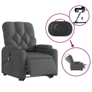 vidaXL Electric Stand up Massage Recliner Chair Dark Gray Fabric-3