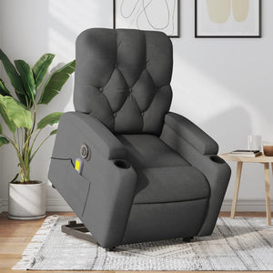 vidaXL Electric Stand up Massage Recliner Chair Dark Gray Fabric-0