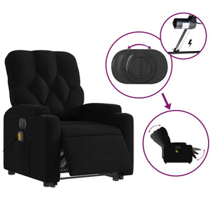 vidaXL Electric Stand up Massage Recliner Chair Black Fabric-3