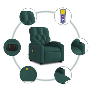 vidaXL Electric Stand up Massage Recliner Chair Dark Green Fabric-5