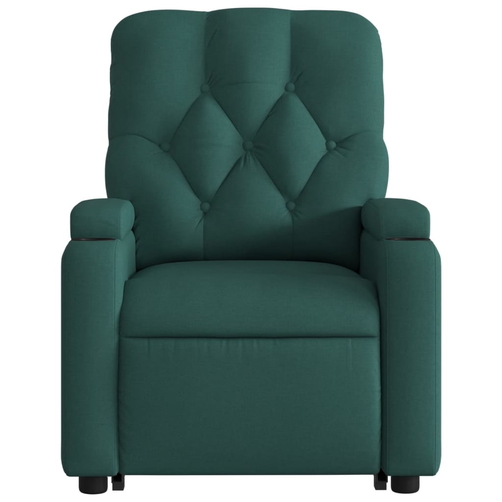 vidaXL Electric Stand up Massage Recliner Chair Dark Green Fabric-6