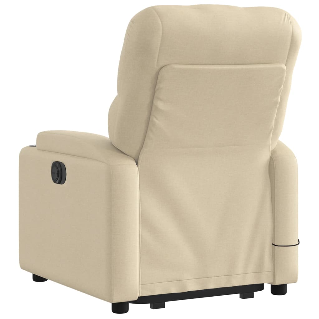 vidaXL Electric Stand up Massage Recliner Chair Cream Fabric-2