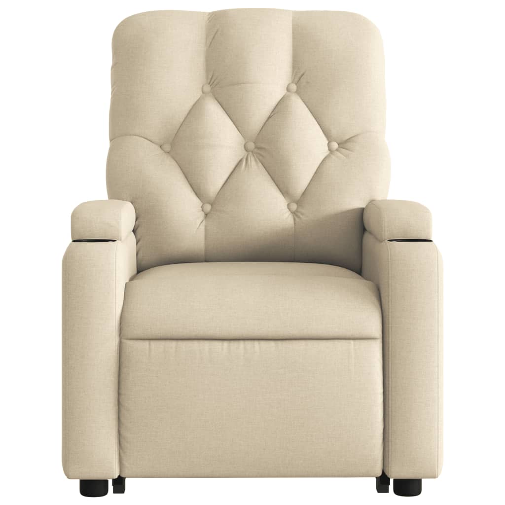 vidaXL Electric Stand up Massage Recliner Chair Cream Fabric-6