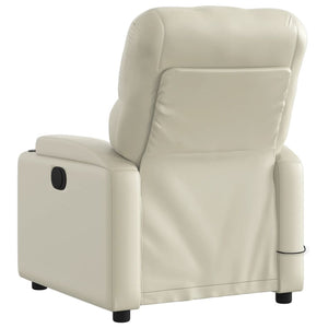 vidaXL Massage Recliner Chair Cream Faux Leather-2