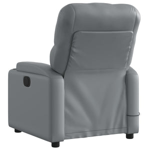 vidaXL Massage Recliner Chair Gray Faux Leather-2