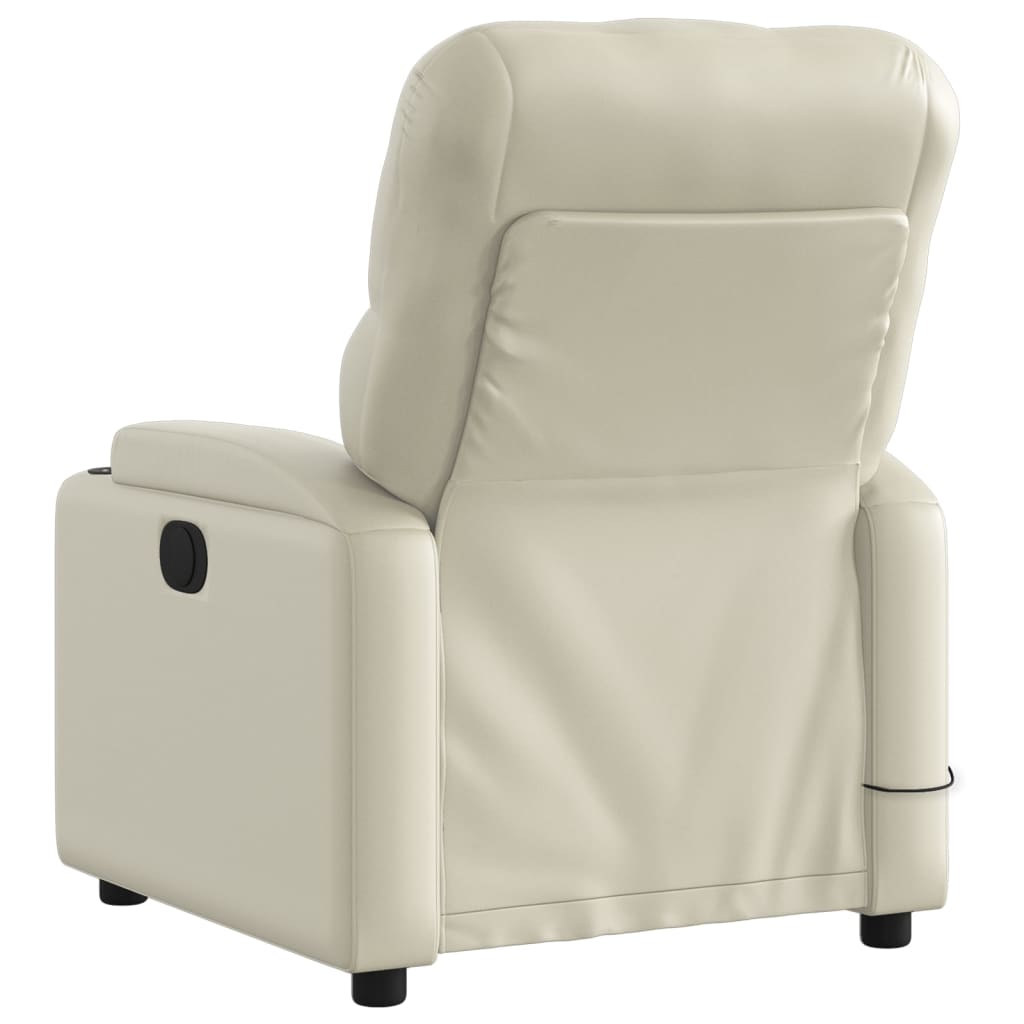 vidaXL Electric Massage Recliner Chair Cream Faux Leather-2