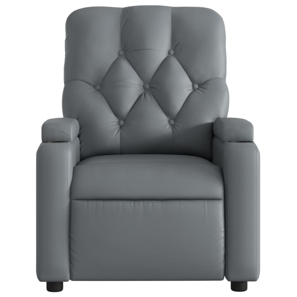 vidaXL Electric Massage Recliner Chair Gray Faux Leather-4