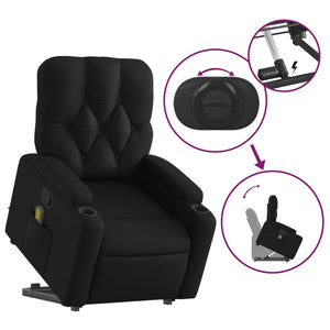 vidaXL Stand up Massage Recliner Chair Black Faux Leather-3