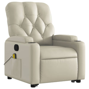 vidaXL Stand up Massage Recliner Chair Cream Faux Leather-1