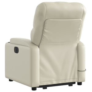 vidaXL Stand up Massage Recliner Chair Cream Faux Leather-2