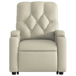 vidaXL Stand up Massage Recliner Chair Cream Faux Leather-6