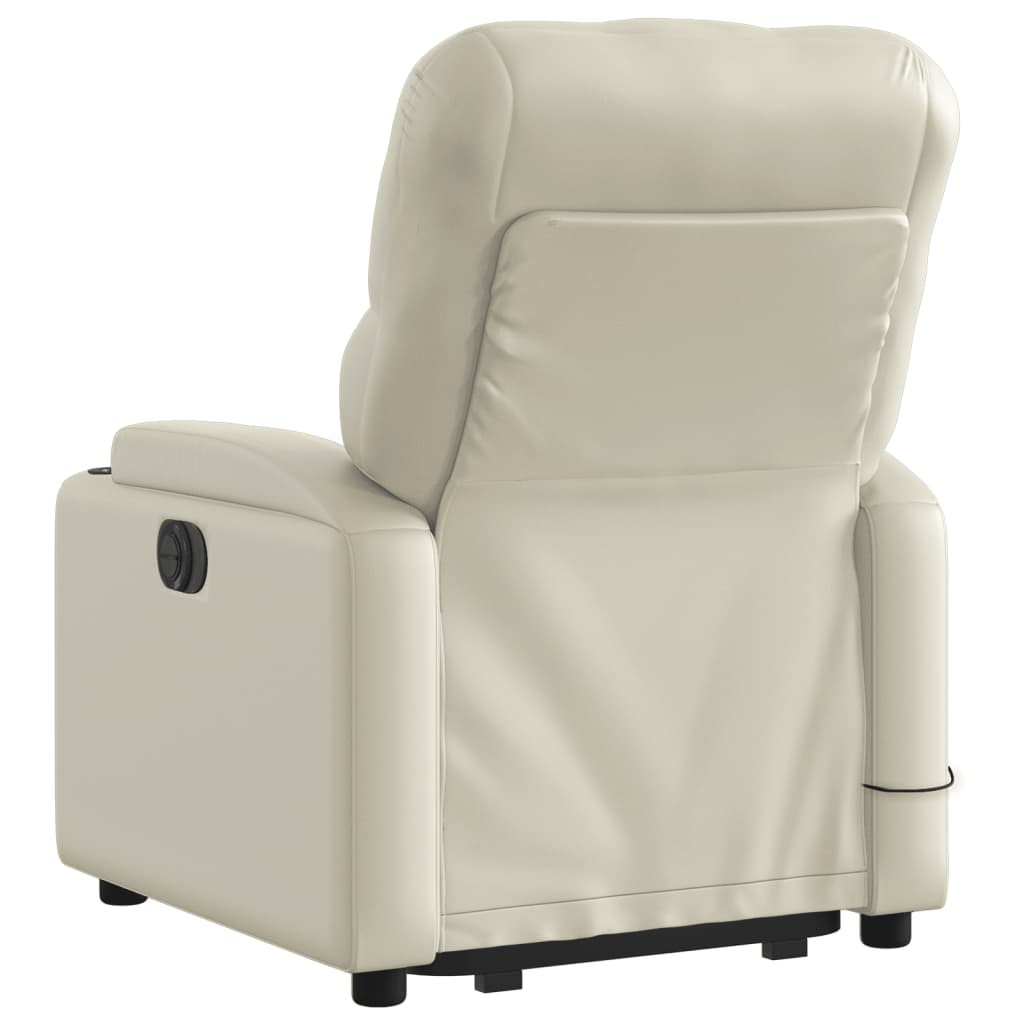 vidaXL Electric Stand up Massage Recliner Chair Cream Faux Leather-2