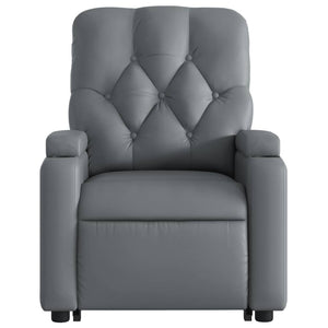 vidaXL Electric Stand up Massage Recliner Chair Gray Faux Leather-6