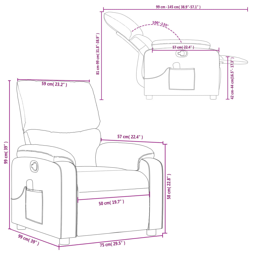 vidaXL Massage Recliner Chair Light Gray Fabric-8