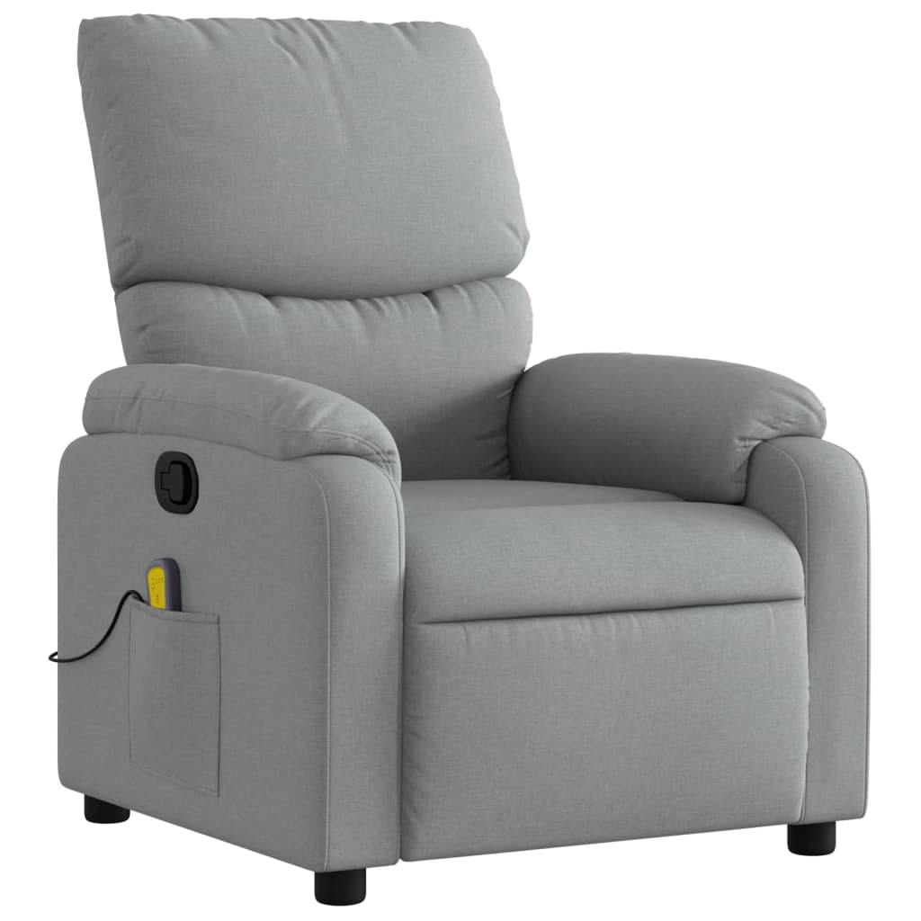 vidaXL Massage Recliner Chair Light Gray Fabric-1