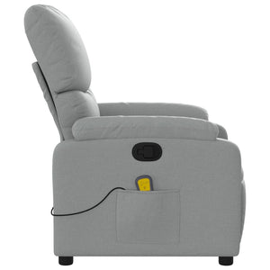 vidaXL Massage Recliner Chair Light Gray Fabric-6