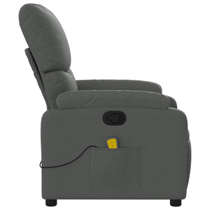 vidaXL Massage Recliner Chair Dark Gray Fabric-6