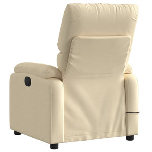 vidaXL Massage Recliner Chair Cream Fabric-2