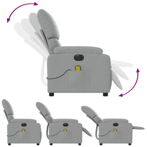 vidaXL Electric Massage Recliner Chair Light Gray Fabric-4