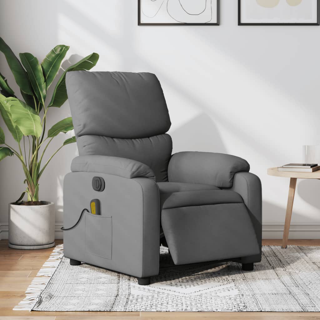 vidaXL Electric Massage Recliner Chair Dark Gray Fabric-0