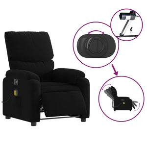 vidaXL Electric Massage Recliner Chair Black Fabric-3