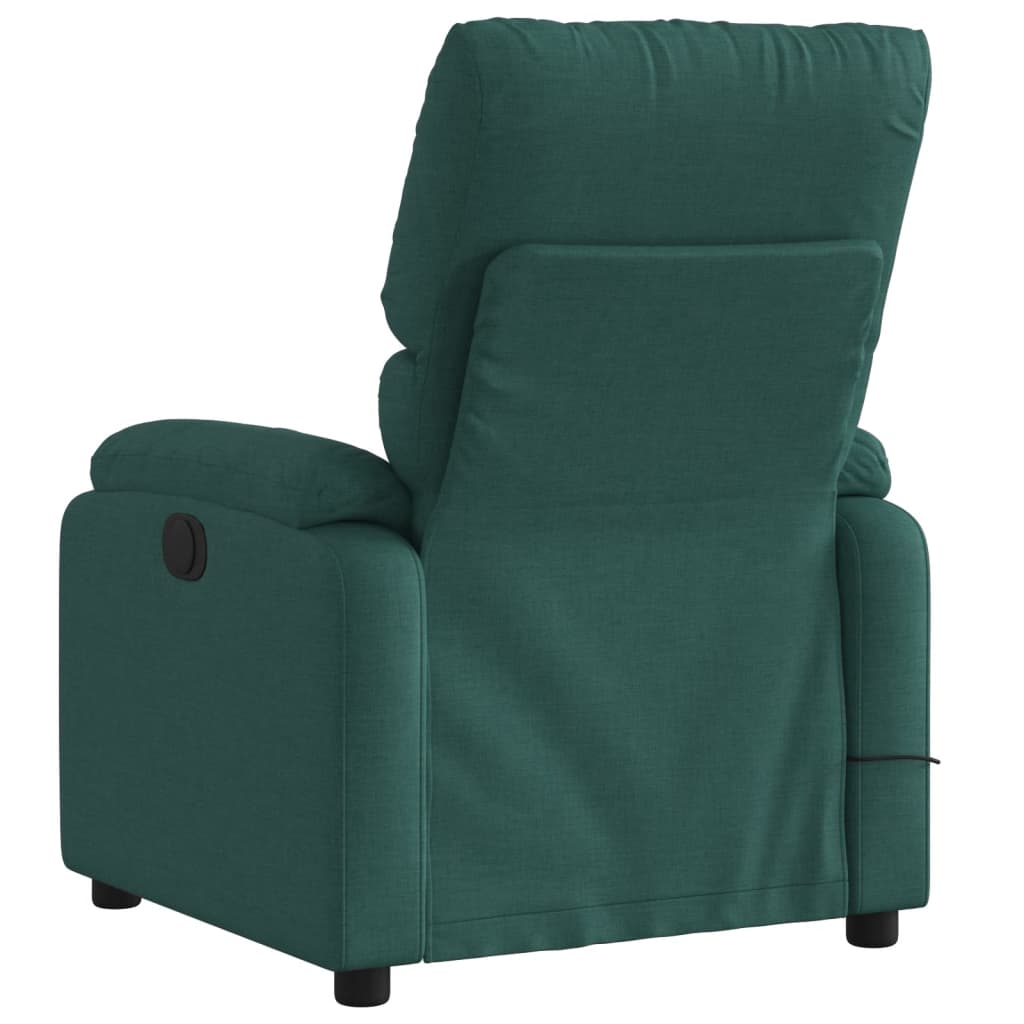 vidaXL Electric Massage Recliner Chair Dark Green Fabric-2