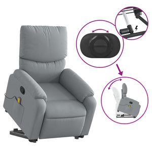 vidaXL Stand up Massage Recliner Chair Light Gray Fabric-3