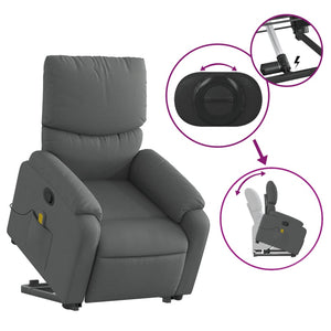 vidaXL Stand up Massage Recliner Chair Dark Gray Fabric-3