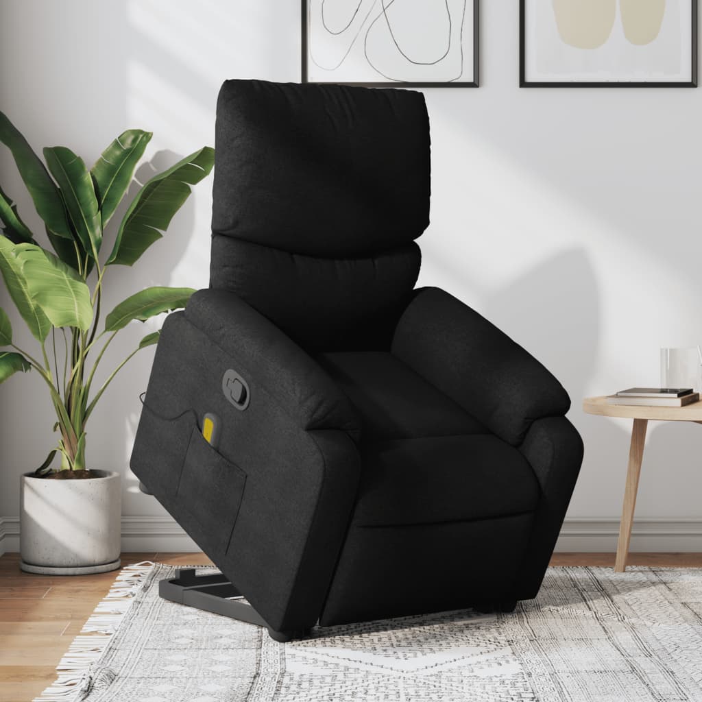 vidaXL Stand up Massage Recliner Chair Black Fabric-0