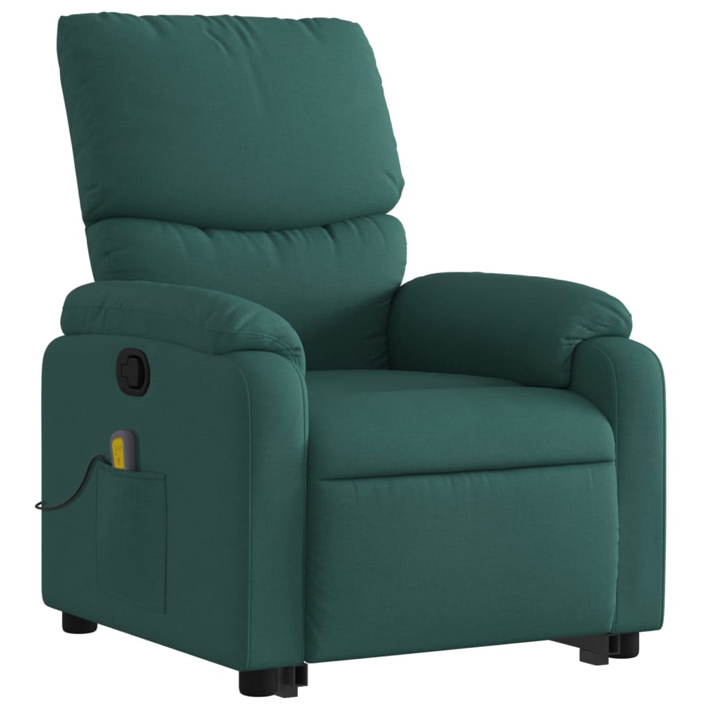 vidaXL Stand up Massage Recliner Chair Dark Green Fabric-1