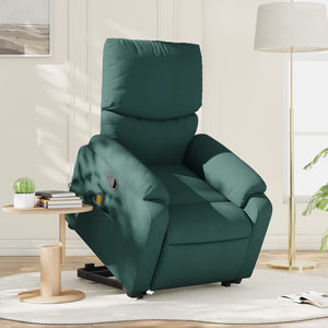 vidaXL Stand up Massage Recliner Chair Dark Green Fabric-0