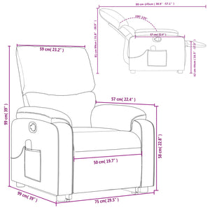 vidaXL Stand up Massage Recliner Chair Cream Fabric-8