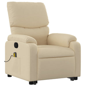 vidaXL Stand up Massage Recliner Chair Cream Fabric-1