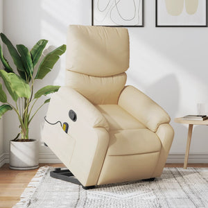 vidaXL Stand up Massage Recliner Chair Cream Fabric-0